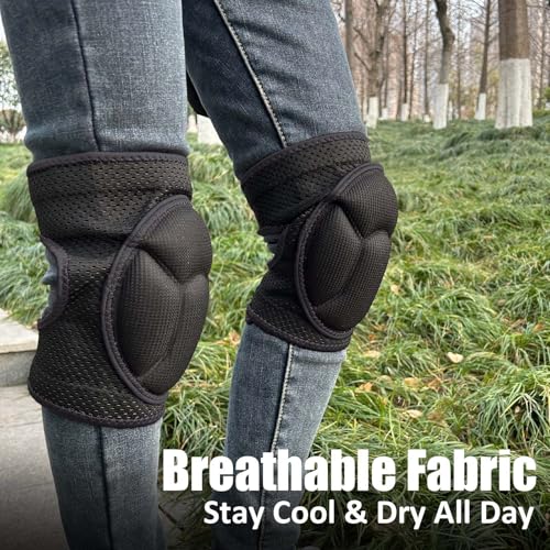 Gardening Knee Pads for Women Mens, wtih Adjustable Elastic Straps, Black M - color: Black, size: Medium