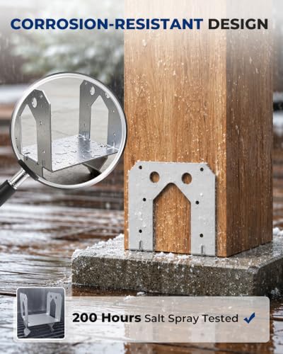 4PCS 6x6 Post Base Anchor for Concrete, Supports Deck Fence Pergola