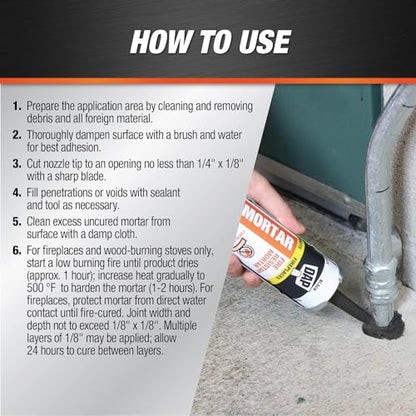 DAP 7079818854 High Heat Mortar Fire Stop Caulk, No Size, Black- Pack of 2 - size: 10 Fluid Ounces- Pack of 2