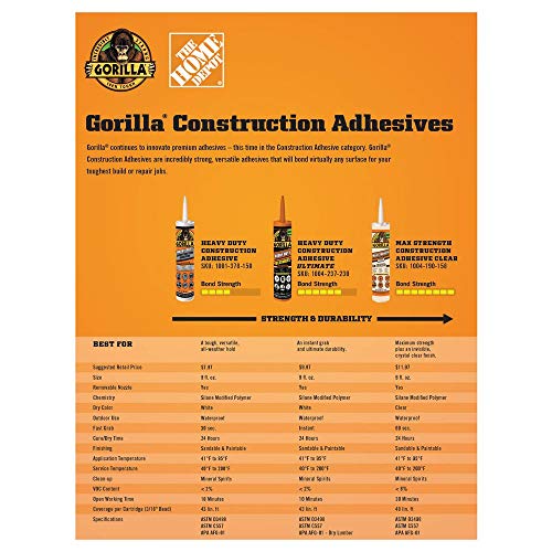 GORILLA 9 oz. Construction Adhesive (12-Pack) - size: 9 Ounces