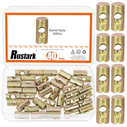 40Pcs M6x20mm Yellow Zinc Barrel Nuts Assortment Kit Metric Cross Dowels Slotted Nut Furniture Nuts Cross Dowel Hammer Nut for Wood Furniture Beds Crib Chairs - style: yellow zinc 6x20MM barrel nuts