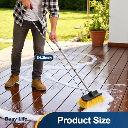 Yocada Deck Brush with 4-Section Extendable Handle Floor Scrub Brush
