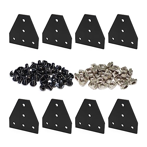 8 Sets 1010 Aluminum Extrusion T Slot Corner Bracket 10 25 Series Extruded Hardware T Shape Joint Plate with Nut Bolt for 10/10 1 Inch Black Aluminum Profile Connector Accessories - style: 10 set T bracket with m5