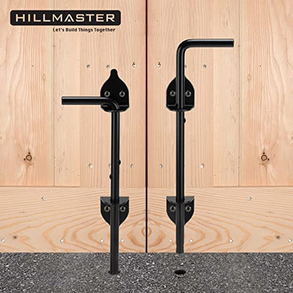 HILLMASTER 12" Heavy Duty Cane Bolt Gate Drop Rod for Wood Fence, Steel Drop Bolts Cane Bolt Hardware for Wooden Gater and Holding Doors, Black Finish,2 Pack - size: 2Pack 12in
