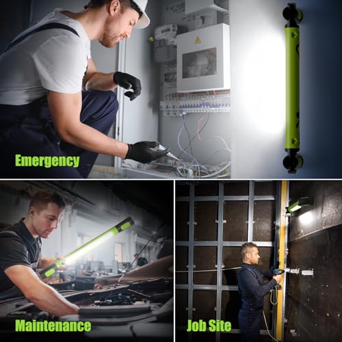 2 Pack Mechanic Work Light, 3000LM Rechargeable LED Bar, Portable, Magnetic, Hooks, SOS Flashlight - color: Green 2 pack