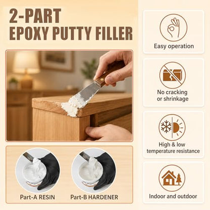 Epoxy Wood Putty Filler, 17.64 oz 2-Part