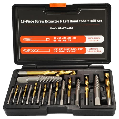 18Pcs Screw Extractor and Left Hand Drill Bit Set - size: Upgarded Kit-18PCS