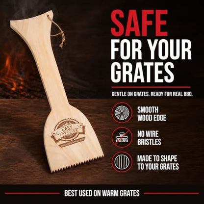 Wood Grill Scraper - Safe, Bristle-Free BBQ Cleaner