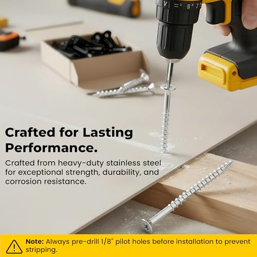28001 Stainless Steel Wood Screws Self Tapping Screws Durable for Residential Door Hinges #12 x 3 Inch, 25 Pack (Silver) - color: Silver