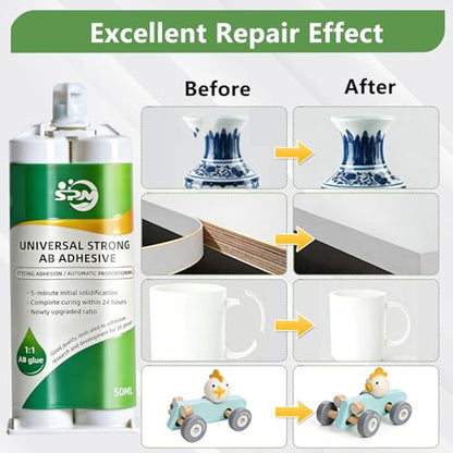 SPMG Clear Epoxy Glue Heavy Duty - 5-Min Fast Cure Syringe Epoxy Resin Adhesive for Metal, Plastic, Wood, Ceramic, Glass - Waterproof & Heat Resistant Glue for DIY Crafts & Household Repairs