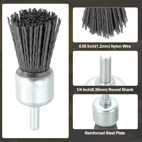 DTGN 12 Pcs Wire Wheel Cup Pen Brush Set for Drill, 1/4 Inch Round Shank - size: 1/1.8/3 inch（80/180/240 Grit）