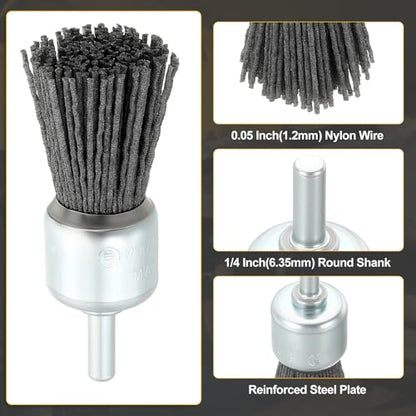 DTGN 12 Pcs Wire Wheel Cup Pen Brush Set for Drill, 1/4 Inch Round Shank - size: 1/1.8/3 inch（80/180/240 Grit）
