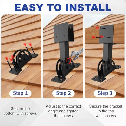 4 Pcs 2“x 4”Heavy Duty Roof Riser Brackets Kit - color: Black -2×4, size: Set 4
