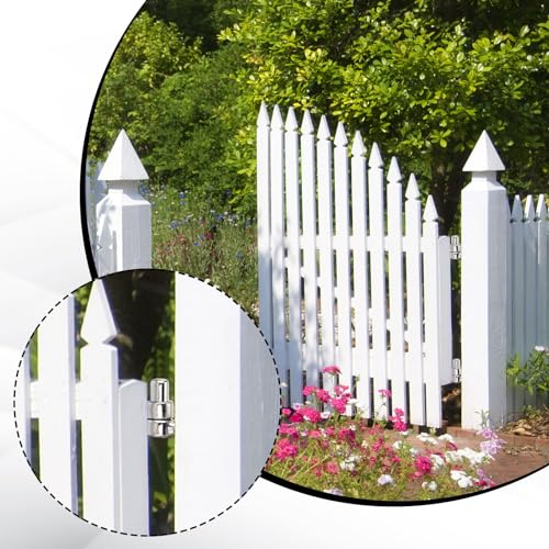 Zonon One Piece 304 Stainless Steel Gate Hinges Set, Eye Hinge and Pin Hinge, Screw Hinges to Mount for Wooden Gates Fences with Hole Dia 5/8'', Silver (4 Pairs)