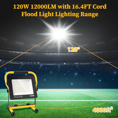 120W LED Work Light, 12000LM Portable Work Light with 16.4FT Cord