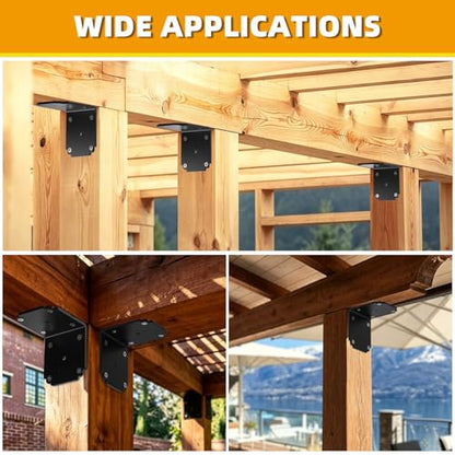 4 PCS 4x4x3.5 Pergola Brackets,Heavy Duty L Right Angle Bracket - size: 4x3.5 inch ( 4 Pack )