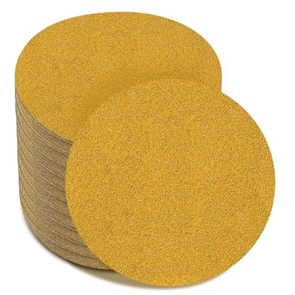 6-Inch No-Hole Hook and Loop Gold Sanding Discs 60-Grit, 100 Pack - size: 60 Grit