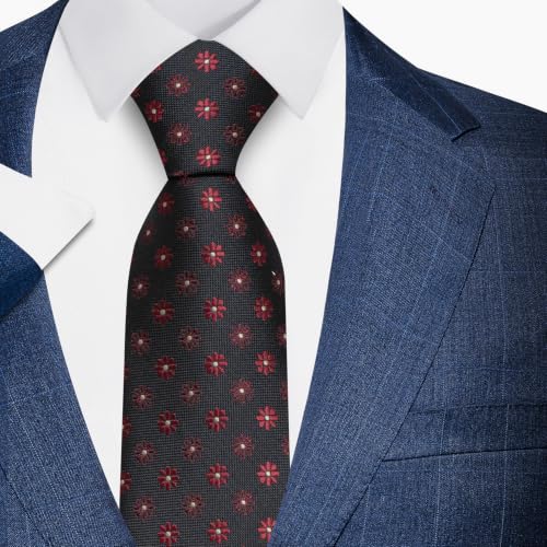joy alice Tie For Men 6 PCS Necktie Woven Jacquard Neck Ties Set Neck Ties - color: Black