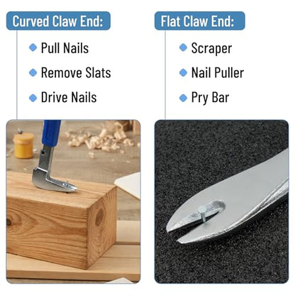 Bates- Cats Paw Nail Puller, 11 Inch, Carbon Steel Nail Puller Tool with Anti-Slip Cushion Grip, Cats Paw Pry Bar, Catspaw Tool for Woodworking & Remodeling