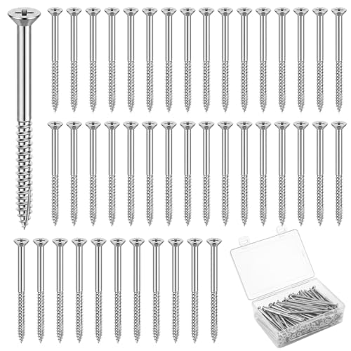 120 Pack #9 Long Satin Nickel Wood Screws Door Hinge Screws, 3 Inch
