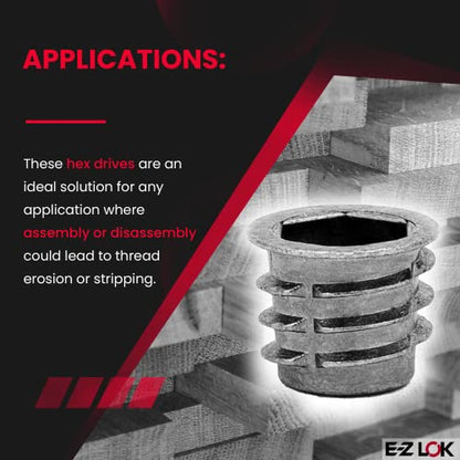 E-Z LOK Knife Thread Insert for Soft Wood, Hex Flanged, M10-1.5, 25 ct - size: M10-1.5, style: 13mm Length