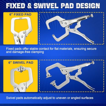 DASBET 4 Pack Locking C Clamp Pliers Set 6" 9" 11" Vice Grip Welding Clamps