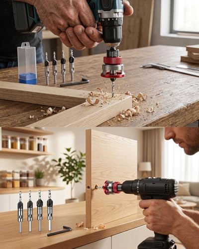 7PCS Countersink Drill Bit Set with Adjustable Depth Stop Collar