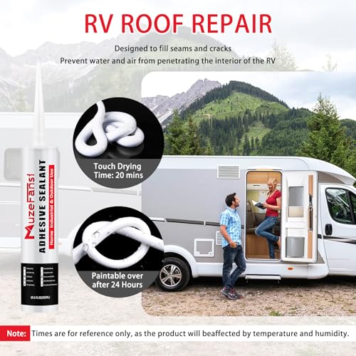 RV Roof Sealant, 4 Packs Non-Leveling Lap Sealant for RV Roofs - Non-Sag Silicone Caulk Waterproof Flexible Sealants for Campers Exterior Repairs, Trailers, Windows, Vents, White