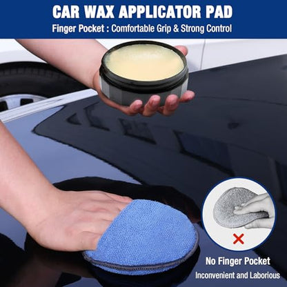 WORKPRO 18-Pack Car Microfiber Wax Applicator Pads with Finger Pocket