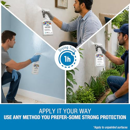 Rain Guard Paint Sealer Spray 16 oz | Ready to Use | Protects Painted Concrete, Wood, Stone | Silane/Siloxane Acrylic Waterproofer | UV Resistant | Fast Drying | Semi-Satin Finish - size: 16 oz
