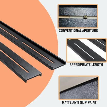 C Channel Steel Support Metal Support Bracing Hidden C Bracket for Table Top Live Edge Slab Woodworking, Black Coat Finish, 6 Holes (3 Pack, 32 Inch) - size: 32 Inch, style: 3 PACK
