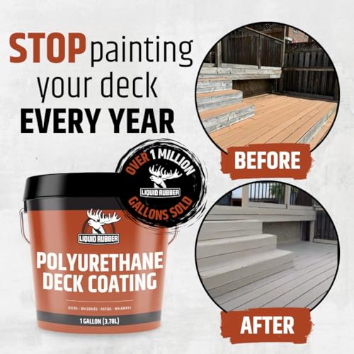 Liquid Rubber Polyurethane Deck Coating - Smooth, Saddle Brown, 1 Gallon - color: Smooth Saddle Brown, size: 128 Fl Oz (Pack of 1)