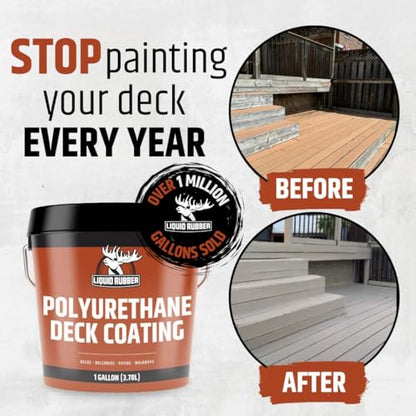Liquid Rubber Polyurethane Deck Coating - Smooth, Saddle Brown, 1 Gallon - color: Smooth Saddle Brown, size: 128 Fl Oz (Pack of 1)