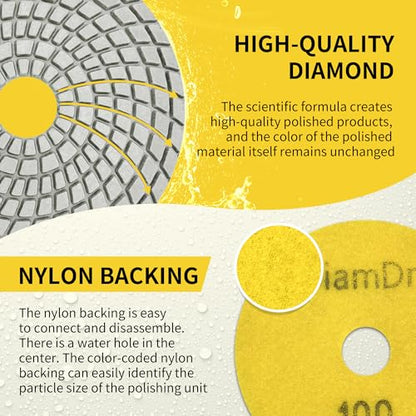 5 Inch Diamond Polishing Pads Tile Stone Diamond Sanding Pads Kit - size: 5-INCH