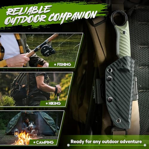 Purple Dragon Fixed Blade Knife with Kydex Sheath -Survival Knife Green - color: Green