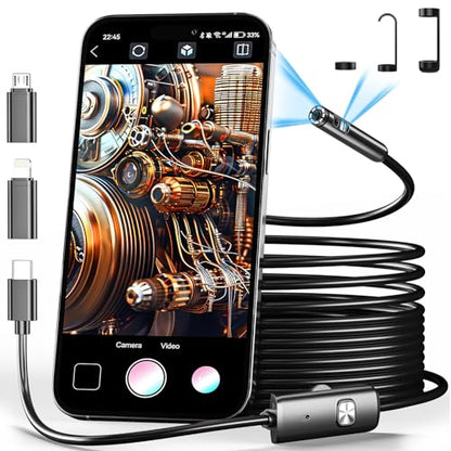 Dual Lens Endoscope Camera with Light Borescope Inspection Camera
