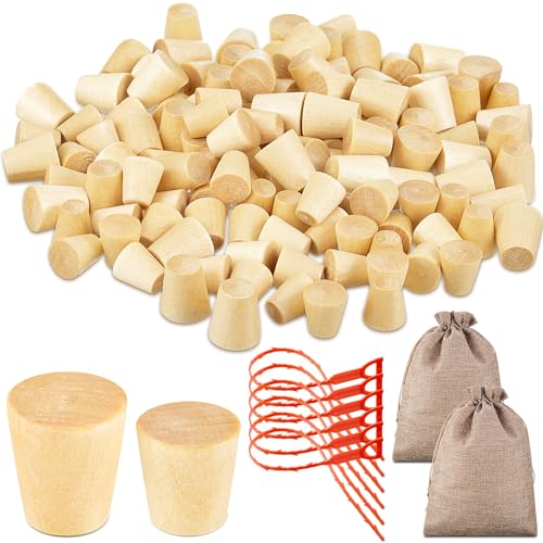 208 Pcs Carpenter Bee Traps 2 Size Wood Carpenter Bee Plugs, Natural Wood