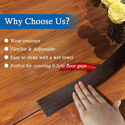 FONUNO Vinyl Floor Transition Strip Self Adhesive Threshold Strip 1.57" W - color: Black Walnut, size: 4cm, 10Ft