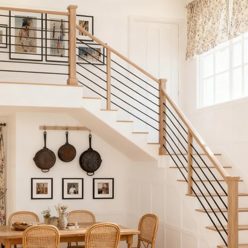 5 Foot x 5/8-inch Round Horizontal Bar Baluster for Stair Remodel- Wrought Iron Hollow Staircase Metal Spindles for Indoor Staircase-Matte Black 5 Pack - size: Iron-5 Feet-2mm