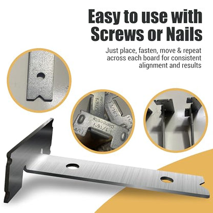Steel Deck Spacing and Fastening Tool 2 Pack for Use with 5-1/2 Inch Deck Boards | Works for Treated Wood or Composite Decking | Deck Jig for Professional Neat Finish | Made in USA