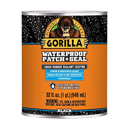 Gorilla Patch & Seal Liquid Rubber Waterproof Sealant, Black, 32 oz - color: Black, size: 1 - Pack