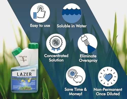 Liquid Harvest Lazer Blue Concentrated Spray Pattern Indicator 8 Ounces Perfect Weed Dye, Herbicide Fertilizer Marking Turf Mark and Marker - size: 8 fl oz