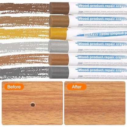 HARFINGTON Wood Filler Sticks 6 Colors Wooden Wax Touch Up Furniture Repair Crayons for Space Gray, Iron Gray, Yellow Oak, Light Yellow, Dark Brown, Walnut - color: Space Gray Woods Series