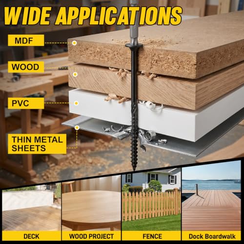 #14 x2-7/8'' Deck Screws,100Count Coarse Thread Exterior Wood Screws - size: #14 x 2-7/8"