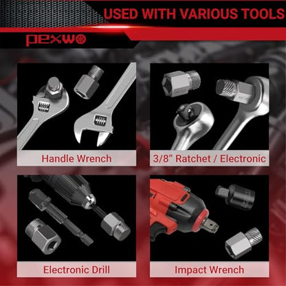 15-PC Upgrade Screw Extractor Set, 3/8" Drive, Easy Out Bolt Extractor Set, Multi-Spline, for Removing Broken Studs, Bolts, Screws (New Version)