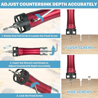 KEENTECH 10-in-1 Countersink Drill Bit Set with A Screwdriver Bit - style: Countersink Bits with Ph Bit