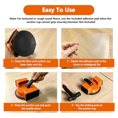 Floor Gap Repair Tool, Heavy Duty Floor Gap Fixer with Strong Suction Cup and Dual-Sided Striking Surface, for Laminate, Vinyl, Wood, Tile and Composite Flooring, Includes 10 Adhesive Pads
