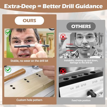 3/8" Extra-Deep Drill Bushings – Hardened Steel Guide Sleeves for DIY Dowel Jigs, Precision Drill Guides for Woodworking (12 Pack)