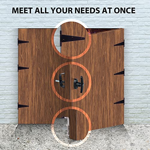 Double Door Shed Hardware Kit -Includes Window and Door/Window Hinge Set, Complete with Hinges, Latches, and T-Handle Lock -, for Gates, playrooms