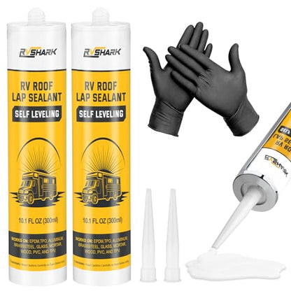 RV Roof Sealant, 2 Pack, Self Leveling Lap Sealant for RV, White